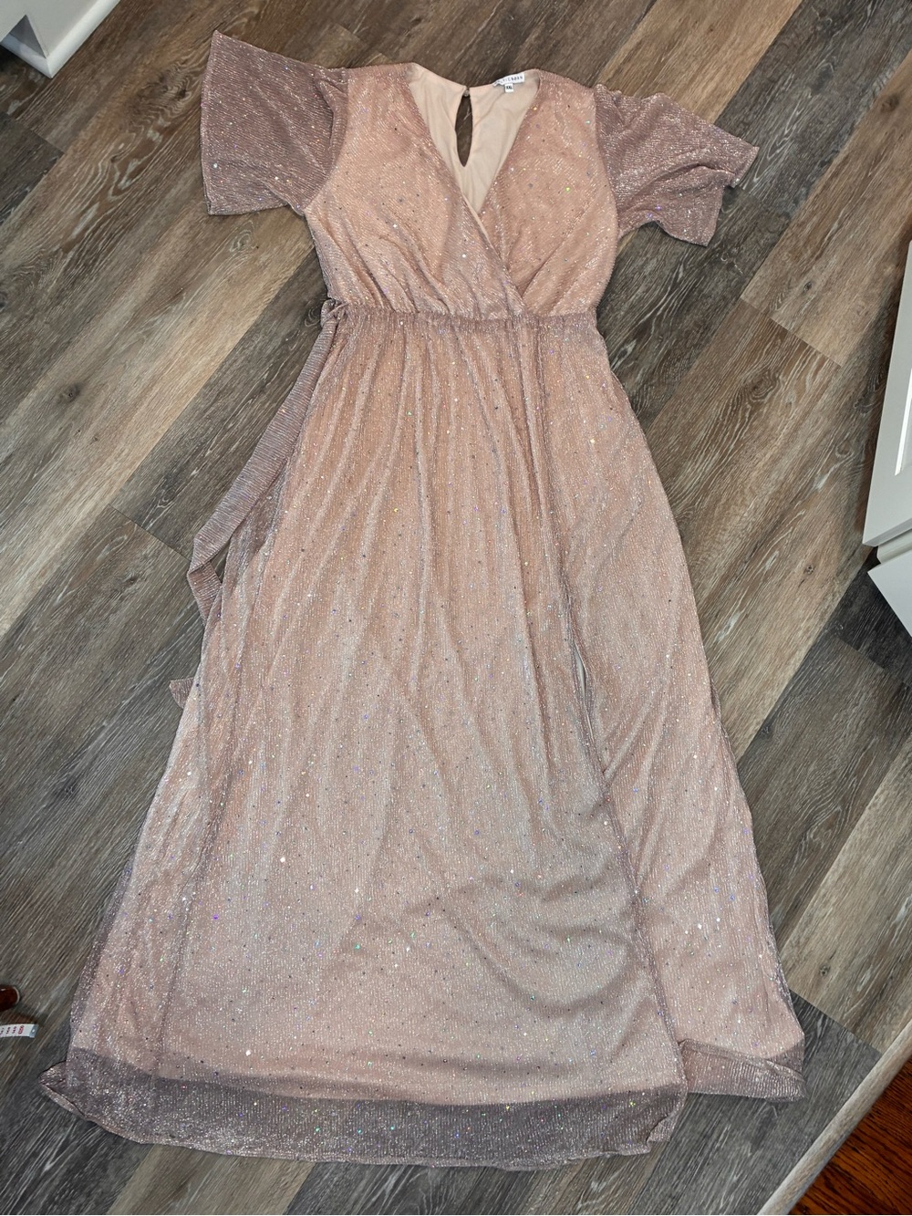 Baltic Born Blush Pink Sparkle Wrap Maxi Dress - Picture 8 of 9
